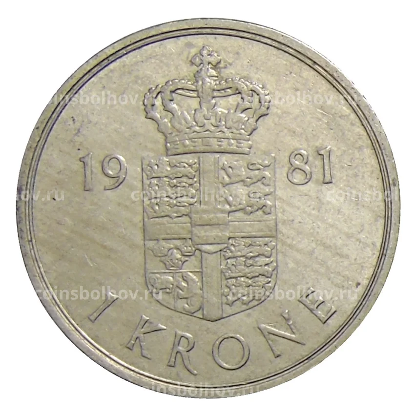 Монета 1 крона 1981 года Дания