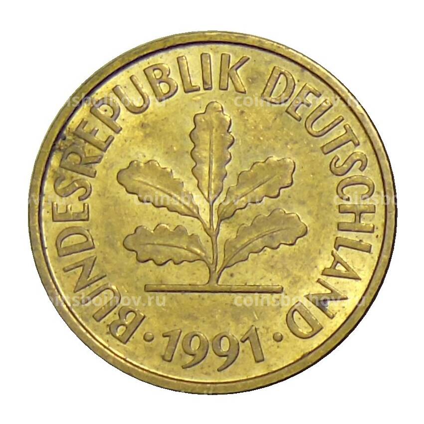 Монета 5 пфеннигов 1991 года F Германия