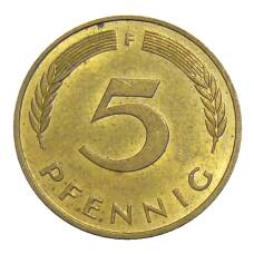 Монета 5 пфеннигов 1991 года F Германия (реверс)