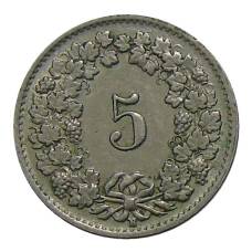 Монета 5 раппенов 1952 года B Швейцария (реверс)