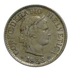 Монета 5 раппенов 1953 года B Швейцария (аверс)