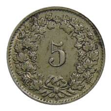 Монета 5 раппенов 1953 года B Швейцария (реверс)