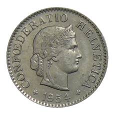 Монета 5 раппенов 1954 года B Швейцария (аверс)
