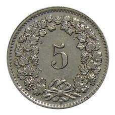 Монета 5 раппенов 1954 года B Швейцария (реверс)