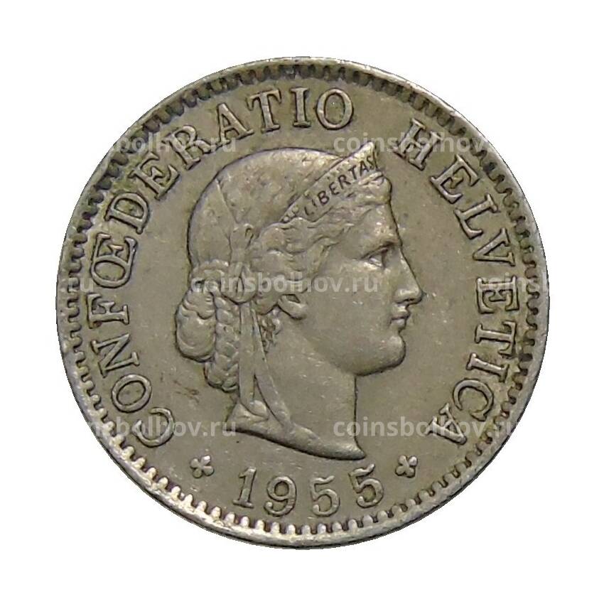 Монета 5 раппенов 1955 года B Швейцария