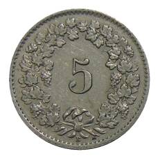 Монета 5 раппенов 1957 года B Швейцария (реверс)