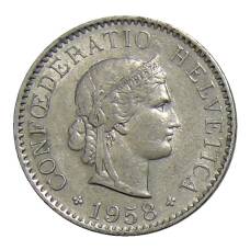 Монета 5 раппенов 1958 года B Швейцария (аверс)