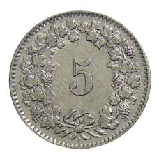 Монета 5 раппенов 1958 года B Швейцария (реверс)