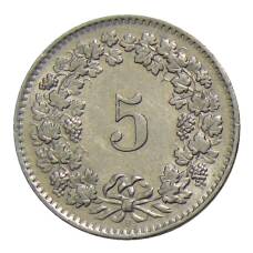 Монета 5 раппенов 1962 года В Швейцария (реверс)