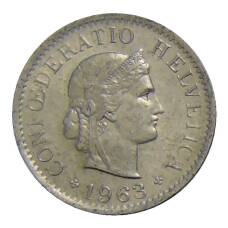 Монета 5 раппенов 1963 года В Швейцария (аверс)