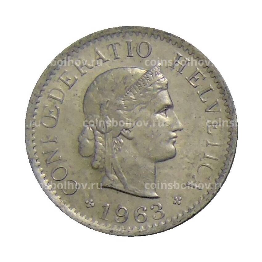 Монета 5 раппенов 1963 года В Швейцария