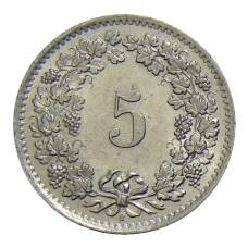 Монета 5 раппенов 1964 года В Швейцария (реверс)