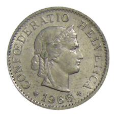 Монета 5 раппенов 1966 года В Швейцария (аверс)