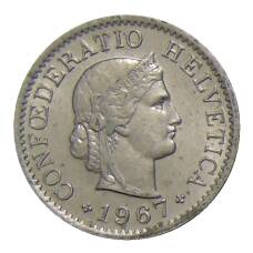 Монета 5 раппенов 1967 года В Швейцария (аверс)