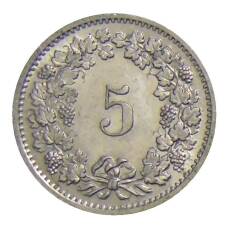Монета 5 раппенов 1971 года  Швейцария (реверс)
