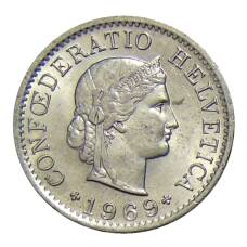 Монета 5 раппенов 1969 года В Швейцария (аверс)