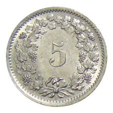 Монета 5 раппенов 1969 года В Швейцария (реверс)