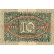 Банкнота 10 марок 1920 года Германия (реверс)