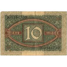 Банкнота 10 марок 1920 года Германия (реверс)