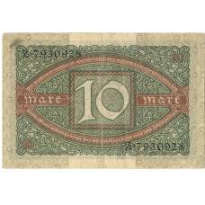 Банкнота 10 марок 1920 года Германия (реверс)