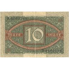 Банкнота 10 марок 1920 года Германия (реверс)