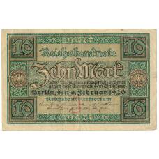 Банкнота 10 марок 1920 года Германия (аверс)