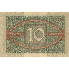 Банкнота 10 марок 1920 года Германия (реверс)
