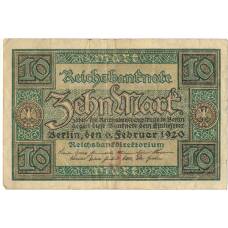 Банкнота 10 марок 1920 года Германия (аверс)
