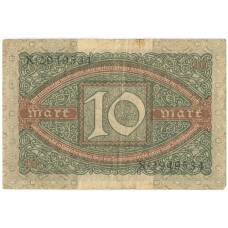 Банкнота 10 марок 1920 года Германия (реверс)