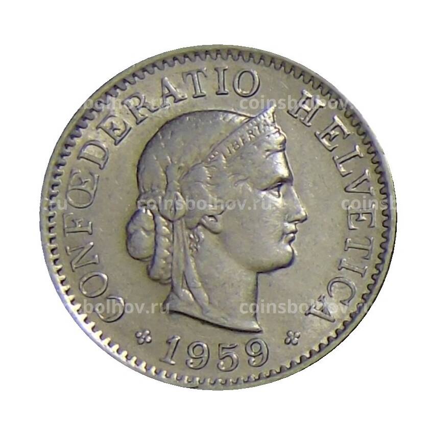 Монета 5 раппенов 1959 года B Швейцария