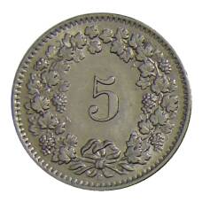 Монета 5 раппенов 1959 года B Швейцария (реверс)
