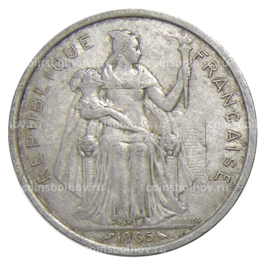 Монета 5 франков 1965 года Французская Полинезия