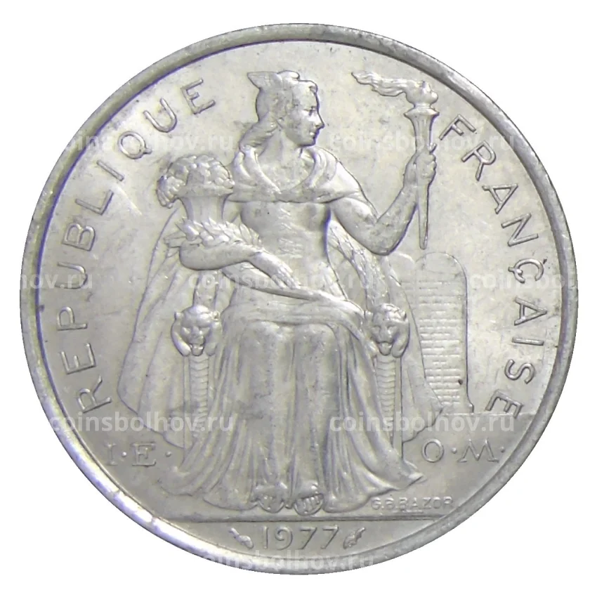 Монета 5 франков 1977 года Французская Полинезия