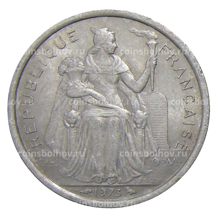 Монета 2 франка 1973 года Французская Полинезия