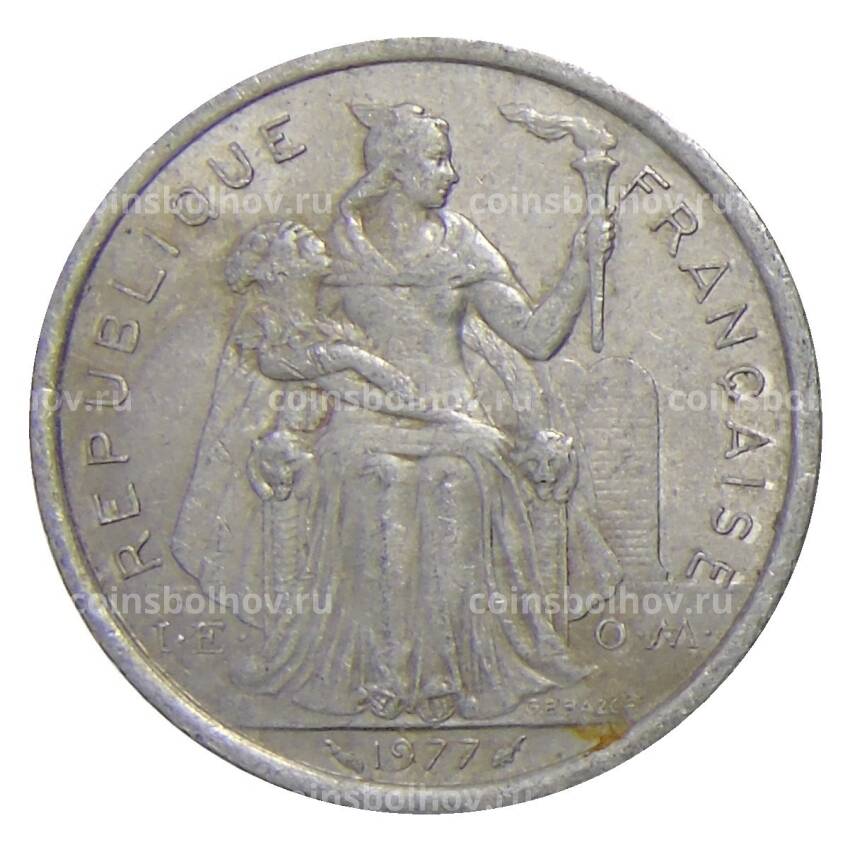 Монета 2 франка 1977 года Французская Полинезия