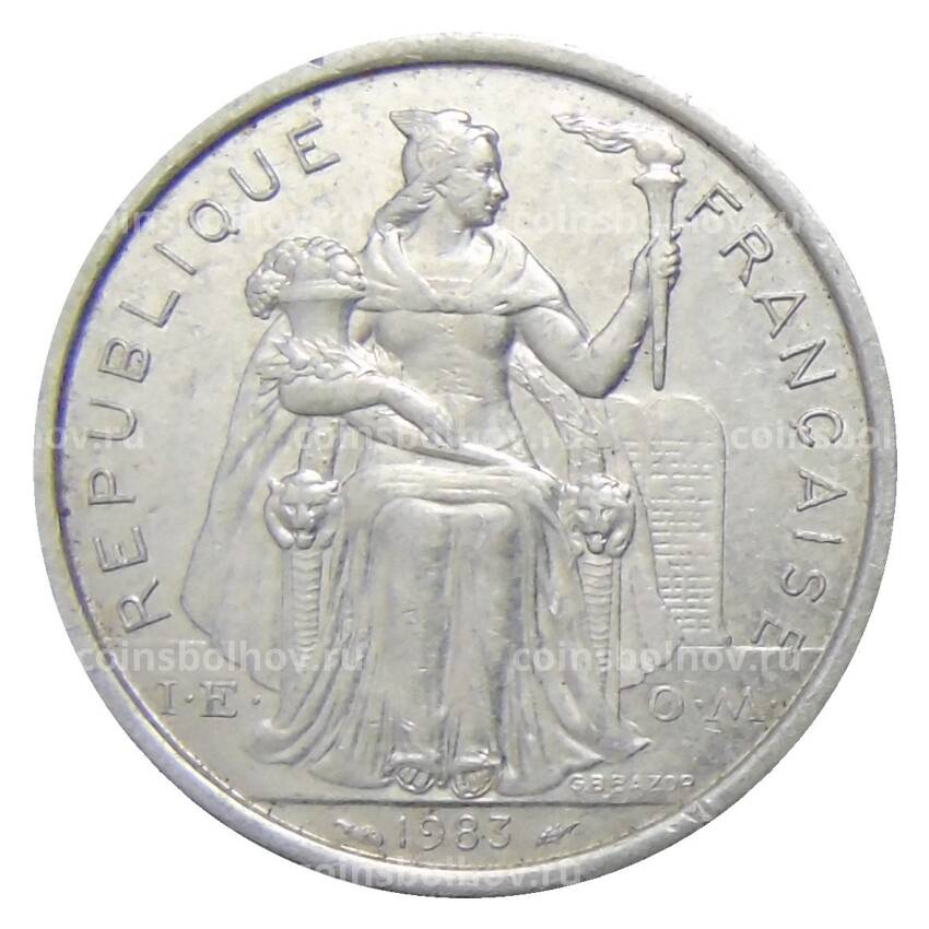 Монета 2 франка 1983 года Французская Полинезия
