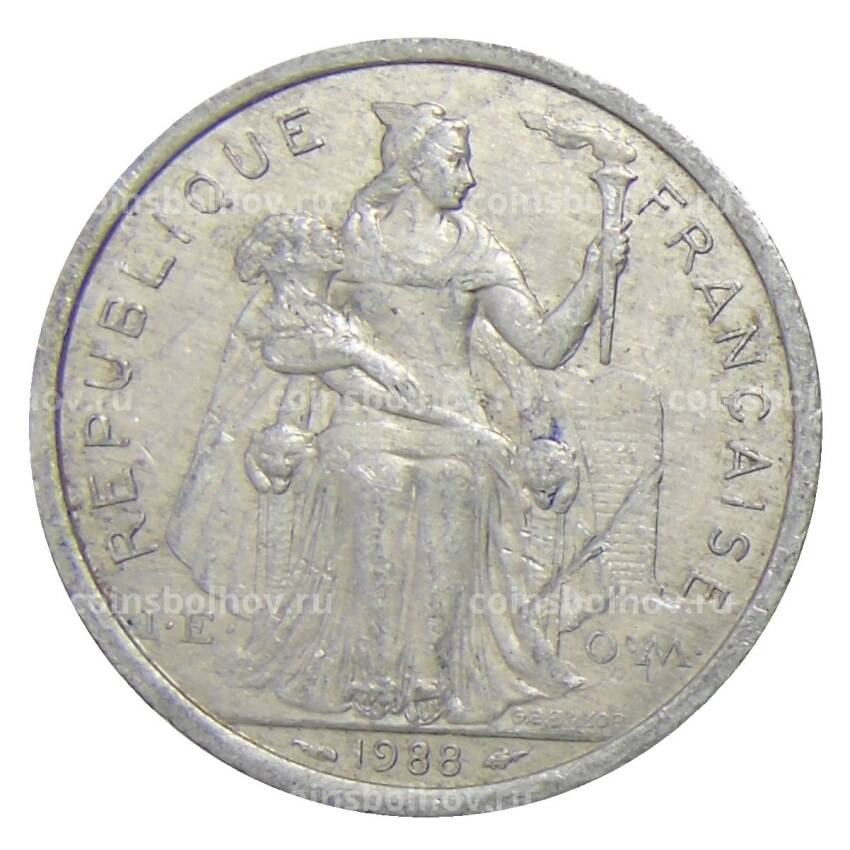 Монета 2 франка 1988 года Французская Полинезия
