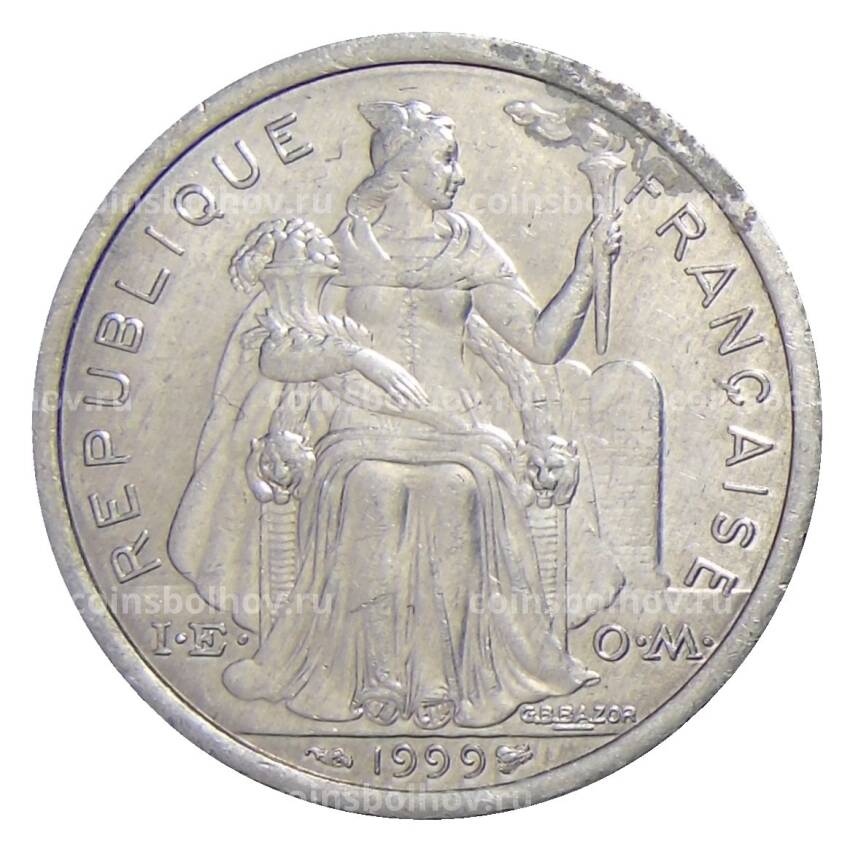 Монета 2 франка 1999 года Французская Полинезия