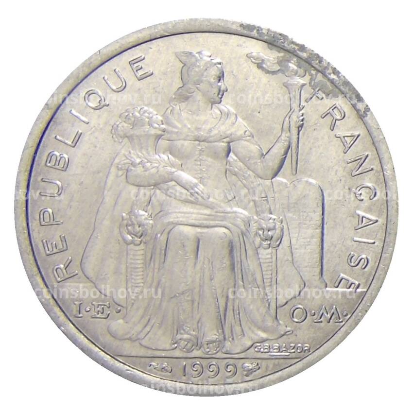 Монета 2 франка 1999 года Французская Полинезия