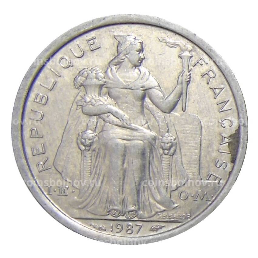 Монета 1 франк 1987 года Французская Полинезия