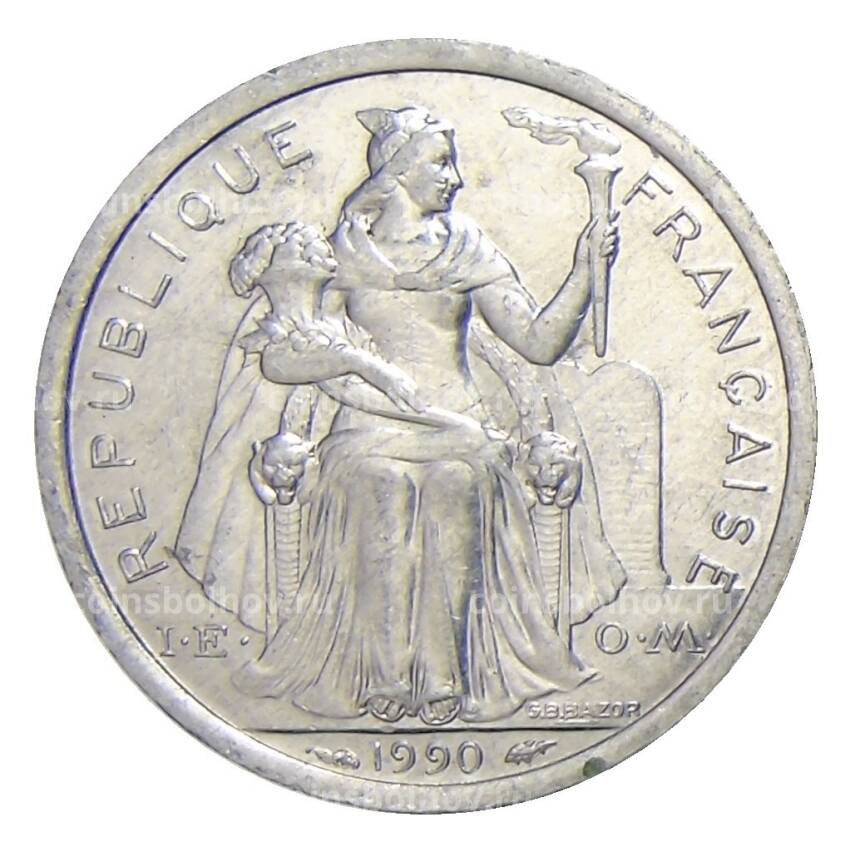 Монета 1 франк 1990 года Французская Полинезия