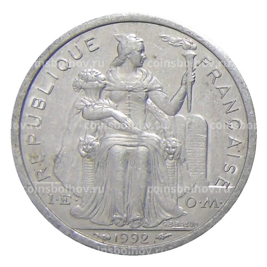 Монета 1 франк 1992 года Французская Полинезия