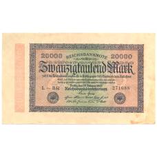 Банкнота 20000 марок 1923 года Германия
