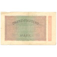 Банкнота 20000 марок 1923 года Германия (вид 2)