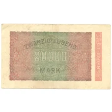 Банкнота 20000 марок 1923 года Германия (реверс)