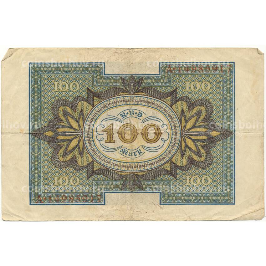 Банкнота 100 марок 1920 года Германия (вид 2)