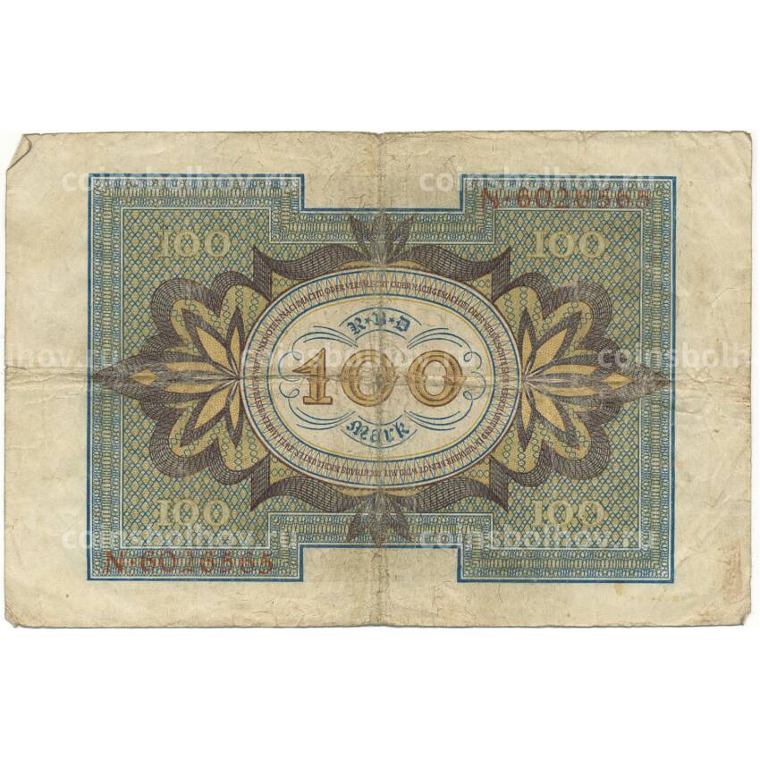 Банкнота 100 марок 1920 года Германия (вид 2)