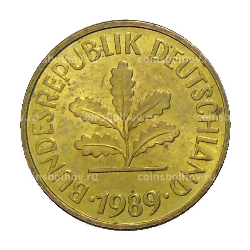 Монета 5 пфеннигов 1989 года J Германия