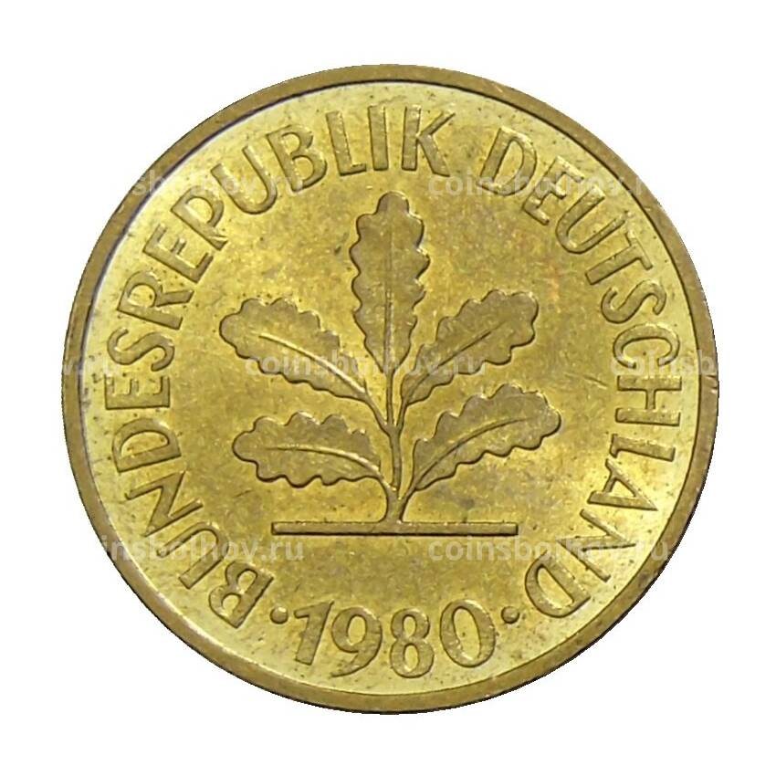 Монета 5 пфеннигов 1980 года J Германия