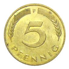 Монета 5 пфеннигов 1990 года F Германия (реверс)